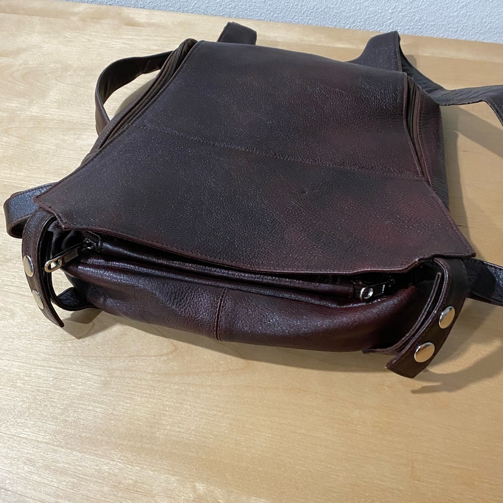 Faux Leather Travel Backpack Brown - Picture 9 of 13